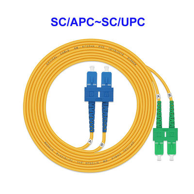 2 Core Single Mode Fiber Optic Cable SC APC To SC UPC Pigtail For LAN