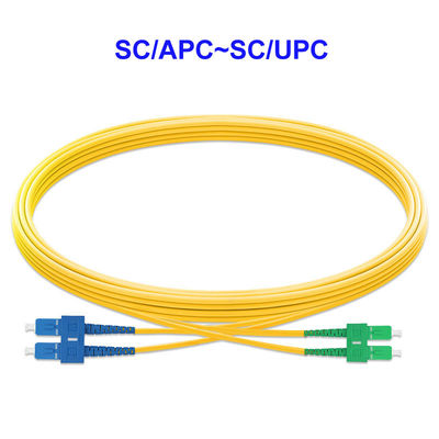 2 Core Single Mode Fiber Optic Cable SC APC To SC UPC Pigtail For LAN