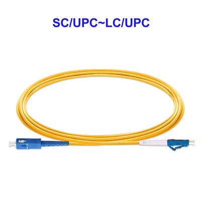 OS2 1 Core Yellow Fiber Optic Cable , SC UPC LC UPC Fiber Optic Cord