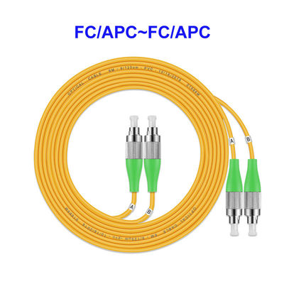 3m Yellow Duplex Single Mode Fiber Optic Cable FC APC To FC APC