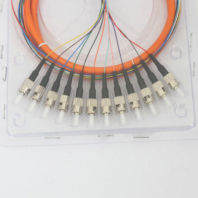 12 Core MTP MPO ST UPC Multimode Fiber Pigtail 0.2dB Interchangeability